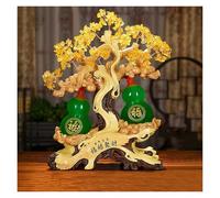SONGYL-20249 Árbol de la Suerte Adorno Decorativo de Calabaza con Forma árbol del Dinero Feng Shui, bonsái Piedras Preciosas for la Riqueza Bonsái de Cristal(Green,Grande)