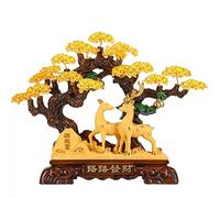 SONGYL-20249 Árbol de la Suerte Árbol de Cristal Ciervo la Suerte del Dinero Citrino Feng Shui Fortuna Oficina Tienda Reubicación y Regalo Apertura Bonsái de Cristal(Pequeño)
