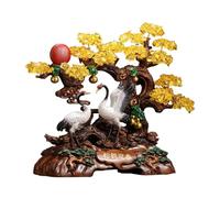 SONGYL-20249 Árbol de la Suerte Árbol de Cristal grulla Elegante: decoración con Piedras Preciosas Citrino Dorado for Riqueza Bonsái de Cristal(Grey,Grande)