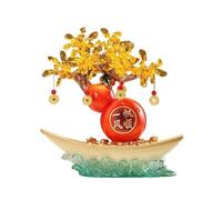 SONGYL-20249 Árbol de la Suerte Árbol de Dinero Cristal con Base, Adorno for la Fortuna, Riqueza y Buena Suerte Bonsái de Cristal(Beige)
