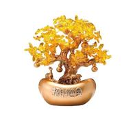 SONGYL-20249 Árbol de la Suerte Árbol del Dinero de Cristal for la Prosperidad y Riqueza, Adorno Equilibrante for el Hogar según Feng Shui Reiki Bonsái de Cristal(Gold)