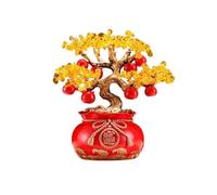 SONGYL-20249 Árbol de la Suerte Nuevo árbol de Dinero Cristal Chino Feng Shui con Bolsa Suerte Decorativa | Figura for Riqueza y Fortuna | Decoración Perfecta for el hogar Bonsái de Cristal(Red)