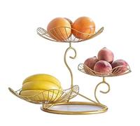 SONGYL-20249 Arte del hierro dorado de lujo creativo, tres niveles, frutero 3 , decoración hogar, mesa centro, drenaje agua, cesta frutas metal, la sala estar Bandeja para fruta