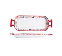 SONGYL-20249 Cazuela Plato for hornear, cuenco de cerámica for, Rectangular, doble oreja, horno microondas for el hogar, vaporizador, plato for arroz al Bandejas De Horno(32.2cm)