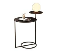 SONGYL-20249 Mesas de Centro Mesa Auxiliar de Metal, Mesa sofá, mesas Centro Redondas pequeñas con 2, Decorativa antioxidante e Impermeable, refrigerio for Exteriores Interiores(Negro)