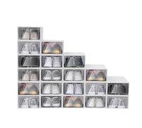 SONHANGIA 20 Cajas De Zapatos Kit De Cajas De Zapatos Transparente Caja De Zapatos De Plástico Apilable 33×23×14cm Adecuada Para Guardar Pequeños Objetos, Revistas, Libros, Zapatos De Hombre y Mujer