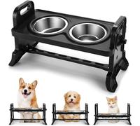 Sonhomay Comedero Perro Elevado, 2 Cuencos de Acero Inoxidable 4 Alturas Ajustables Base Antideslizante Diseño Ergonómico para Mascotas de Todos los Tamaños