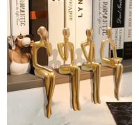 Sonhomay Paquete de 4 estatuas de pensador abstracto, figuras de resina de pensador, escultura abstracta, estatua de pensador sentado, decoración de estantería para decoración del hogar, sala de