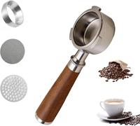 Sonhomay Portafiltro sin fondo de 51 mm, 3 orejas, con pantalla de disco de espresso y embudo dosificador magnético, compatible con DeLonghi EC680/EC685/EC885/EC890, portafiltros de 51 mm con mango de