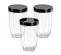 Sonhomay Vaso mezclador de 16 onzas, paquete de 3 tazas de repuesto con tapa compatible con batidora Magic Bullet de 250 W, accesorios para vasos de jugo