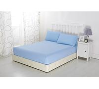 Sonia Moer Sábana bajera de microfibra cepillada súper suave - Sábana bajera hipoalergénica que no necesita plancha con fuerte dobladillo elástico Azul Super King 180x200+30cm