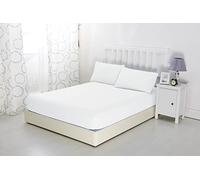Sonia Moer Sábana bajera de microfibra cepillada súper suave - Sábana bajera hipoalergénica que no necesita plancha con fuerte dobladillo elástico Blanco King 150x200+30cm