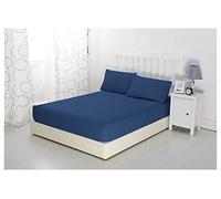 Sonia Moer Sábana Bajera de Microfibra cepillada súper Suave - Sábana Bajera hipoalergénica Que no Necesita Plancha con Fuerte Dobladillo elástico Azul Marino Único 90x190+30cm