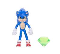 Sonic 3 la Película Figura Sonic de Jakks Pacific, Figura de Acción de 13 cm de Altura, 22 Puntos de Articulación, Incluye una Esmeralda como Accesorio, Recomendado para Mayores de 3 Años