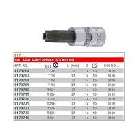SONIC 8173725 Inserto para llave de tubo 1/4 "TX con agujero, T25-H, longitud 37 mm