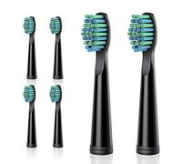 Sonic - Cabezales de repuesto para cepillos de dientes, cabezales de repuesto para cepillos de dientes eléctricos, EasyClean, ajuste de la salud de las encías (paquete de 6), color negro