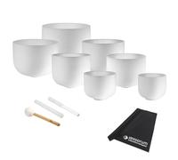 Sonic Energy Meinl CSBSETCHA Crystal Singing Bowl Chakra Set + mazo / Reiber / 7 anillos de silicona + paño de microfibra keepdrum