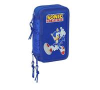 SONIC - Estuche Escolar con 37 Útiles Incluidos, Estuche Infantil, Estuche Niño, Ideal para Niños de 5 a 14 Años, Cómodo y Versátil, Calidad y Resistencia, 12.5x5.5x19.5 cm