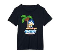 Sonic & Friends - Sonic 001 Camiseta, Mujer Tallas Grandes, Negro, 1XL Grande
