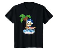 Sonic & Friends - Sonic 001 Camiseta, Niños, Negro, 6 años
