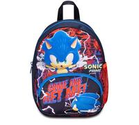 Sonic - Mochila para guardería pequeña, color rojo y azul - Bolsillos laterales para botella de agua, bolsillo frontal, mochila para guardería infantil, multicolor, Mochila guardería