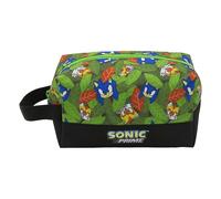 Sonic- Neceser, Bolsa de Aseo, Portatodo, Doble Cremallera, Color Verde, Producto Oficial (CyP Brands)