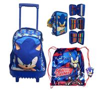 Sonic Prime El Erizo Grande Mochila Con Ruedas Trolley 30 Litros Niños Escuela