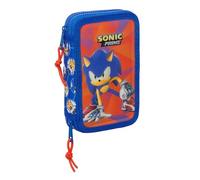 Sonic Prime - Estuche Escolar Niño, Estuche con Colores, con 28 Útiles Incluidos, Ideal para Niños de 5 a 14 Años, Cómodo y Versátil, Calidad y Resistencia, 12.5x4x19.5 cm, Color Azul