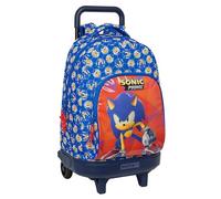 Sonic Prime - Mochila Grande con Ruedas, Compacta, Extraíble, Ideal para Niños de Diferentes Edades, Cómoda y Versátil, Calidad y Resistencia, 33x22x45 cm, Color Azul