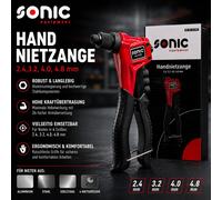 Sonic Profi Remachadora Manual Para Remaches De Aluminio, Acero Y Acero Inox