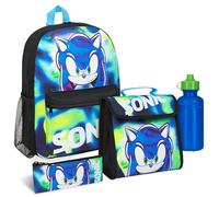 SONIC THE HEDGEHOG Backpack Set 4 Pcs Water Bottle Backpack Pencil Case Insulated Lunch Bag Shadow School Supplies Travel (Sonic 4 Pcs Set)