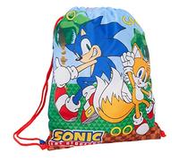 Sonic The Hedgehog Bolsa con cordón para gamer PE para gimnasio, entrenamiento, natación, mochila escolar para niños, azul/amarillo, Talla única, Bolsa con cordón