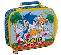 Sonic The Hedgehog Bolsa de almuerzo para niños Sega Lonchera para escuela, viajes, bolsa de almuerzo aislada con soporte para bebidas, azul