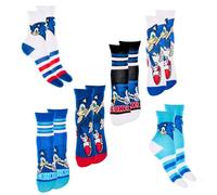 Sonic The Hedgehog Calcetines Niño, Diseño Sonic el Erizo Set de 6 Calcetines Clasicos, Tallas EU 22 a 34 (22/26)