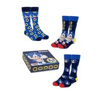 Sonic The Hedgehog Calcetines para Hombre, Diseño Sonic el Erizo, Pack de 3 Calcetines para Adultos y Adolescentes, Talla EU 40/46