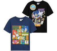 Sonic The Hedgehog Camiseta Niño Manga Corta, 2 Pack, 4-12 Años, Transpirable Camisetas Chico Ropa de Verano, Regalos para Niños (9-10 Años, Multi, 2 Paquete)