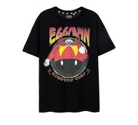 Sonic The Hedgehog Camiseta para Hombre | Camiseta Negra con gráfico de Eggman Robotics Corp para Adultos | Dr. Robotnik Distressed Vintage Game Art Camiseta de Manga Corta de Juego clásico para él