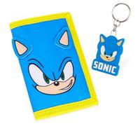 Sonic The Hedgehog Cartera Niño con Llavero, Monedero Infantil con Cierre de Velcro, Regalo Gamer para Niños y Adolescentes