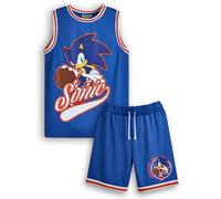 SONIC THE HEDGEHOG Conjunto de Camisetas y Pantalones Cortos de Baloncesto para Niños | Conjunto Deportivo de Dos Piezas en Azul | Paquete Completo