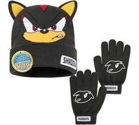 Sonic The Hedgehog Gorro y Guantes Niños Invierno, Conjuntos para Niña Niño 4-12 Años con Orejas 3D Bordado, Regalo Gamer (4-12 Años, Gris Shadow, 2)