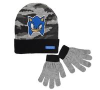 Sonic The Hedgehog Gorro y Guantes para Niño, Conjunto de Invierno para Niños, Gorro y Guantes de Sonic el Erizo, Accesorios de Invierno Infantil - Gris