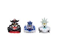 Sonic The Hedgehog - Juego de 3 vehículos de fundición a presión 1:64 con Sonic - Speed Star, Tails - Whirlwind Sport y Dr. Eggman - Booster de Huevos