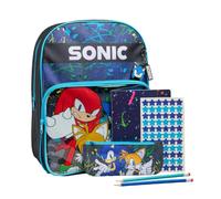 Sonic The Hedgehog Juego de mochila para niños - Sonic, Tails & Knuckles mochila escolar con estuche, cuaderno, calcomanías y lápices | Mochila para niños