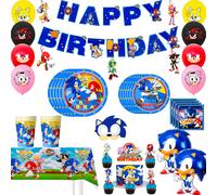 Sonic The Hedgehog - Juego de vajilla para fiesta de cumpleaños, decoración de mesa nuevo