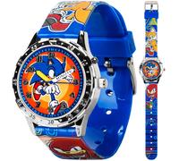 Sonic the Hedgehog Kids 'Analog Watch - Dial colorido con colas snicas y nudillos con correa azul perfecta para jugadores jvenes
