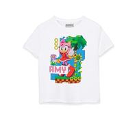 Sonic The Hedgehog Kids Camiseta Blanca | Amy Green Hills Diseño | Mercancía Oficial de Sonic | Camiseta cómoda y Elegante para Jugadores jóvenes