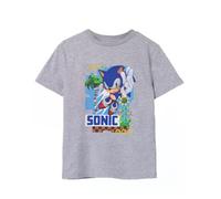 Sonic The Hedgehog Kids Camiseta Gris | Diseño Sonic Green Hills | Mercancía Oficial de Sonic | Camiseta cómoda y Elegante para Jugadores jóvenes