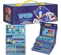 Sonic The Hedgehog Maletín Pinturas para niños Estuche Completo con Pinturas Rotuladores Ceras y Lápices de Colores 40+ Pzs Material Escolar Regalos para Niños