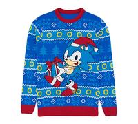 Sonic The Hedgehog Mens Jumper navideño Adultos Séter de Navidad de Punto Azul