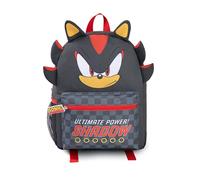 Sonic The Hedgehog Mochila infantil Shadow 3D | Mochila escolar con el estampado Ultimate Power! en negro y rojo | Mochila para videojuegos con cremallera y bolsillo frontal a cuadros